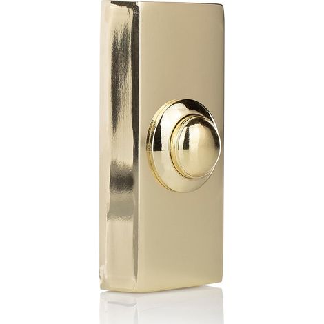 Haustürklingel Aufputz drahtgebunden, Klingeltaster Messing eckig Höhe 7cm (1/5)
