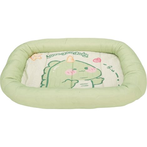 Decdeal Lit rafraîchissant pour animaux de compagnie, motif de dinosaure, chat ovale, chien, pour dormir, détente, printemps et été