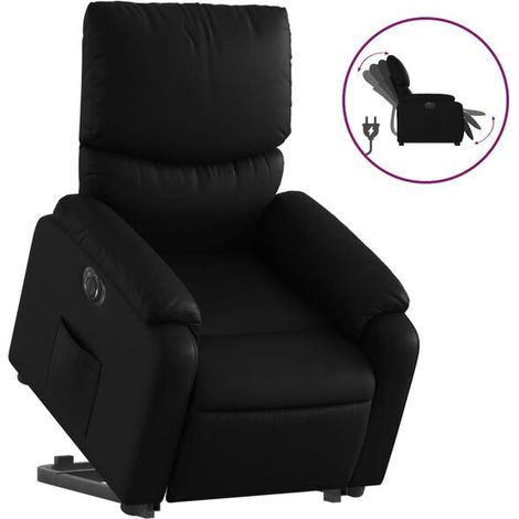 Chaise longue électrique réglable en cuir synthétique noir – Lit de relaxation avec dossier et repose-pieds inclinables, fonctionnement silencieux et design moderne (1/5)