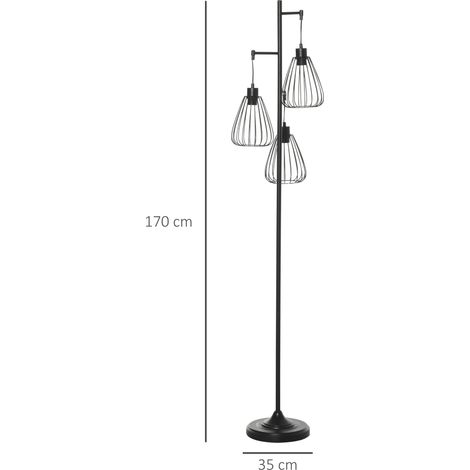 Lampadaire industriel en métal noir de style vintage, lampadaire moderne, Φ35 x 170 cm (1/5)