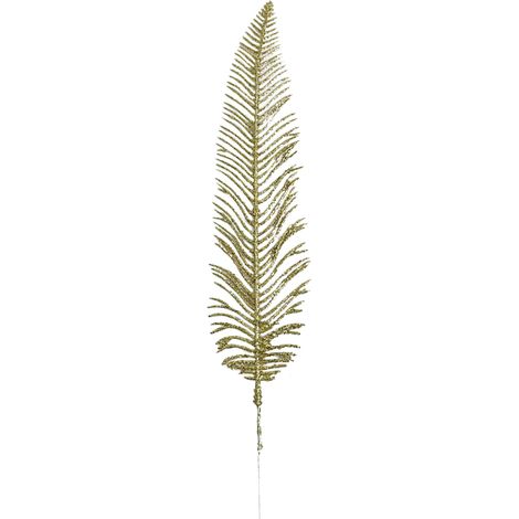 (10 Stück pro Packung) (1 Stück pro Packung) (Gold) Goldene Blätter und Federn, festliche Weihnachtsdekoration, DIY-Blumenarrangement, 42 x 8 cm, Kunststoff + Goldpulver (1/5)