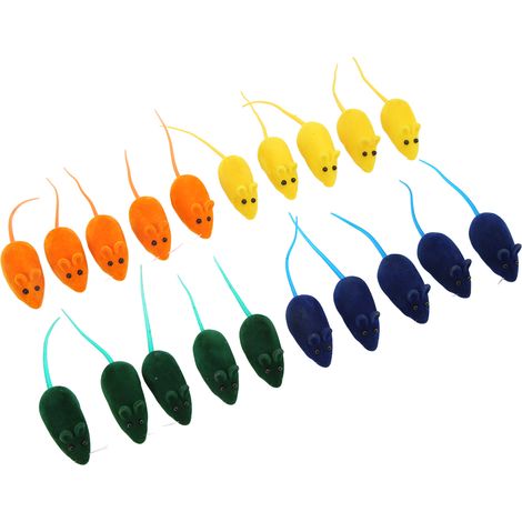 Lot de 20 souris couineuses interactives et sûres, 4 couleurs, pour chats, anti-stress. (1/5)