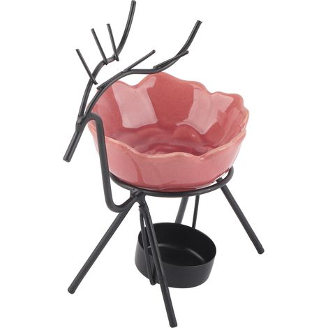 Brûleur d'huile essentielle céramique en forme de cerf noir, diffuseur d'arômes pour bougie chauffe-plat (1/5)