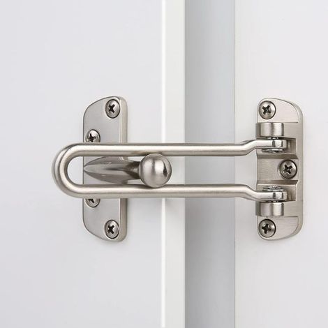 Cerradura de seguridad para puertas de hogar, barra giratoria, pestillo de protección antirrobo para puertas de entrada e interiores (Plata) (1/5)