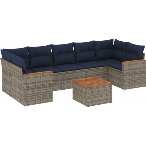 Maison Exclusive - Set Divani da Giardino 8 pz con Cuscini Grigio in Polyrattan (1/5)