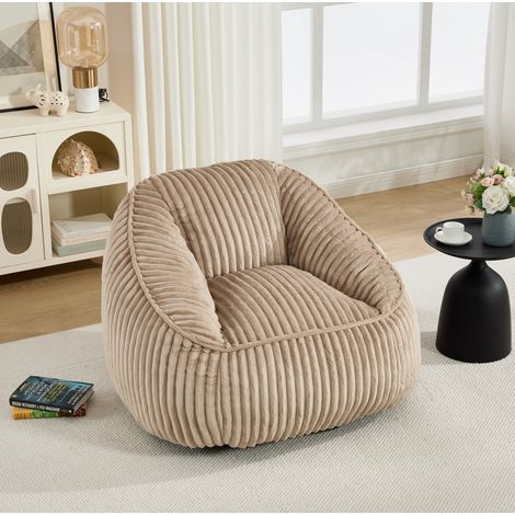Poltrona a sacco in ciniglia cammello e marrone, schiuma memory foam, per soggiorno – MEUBLIV (1/5)