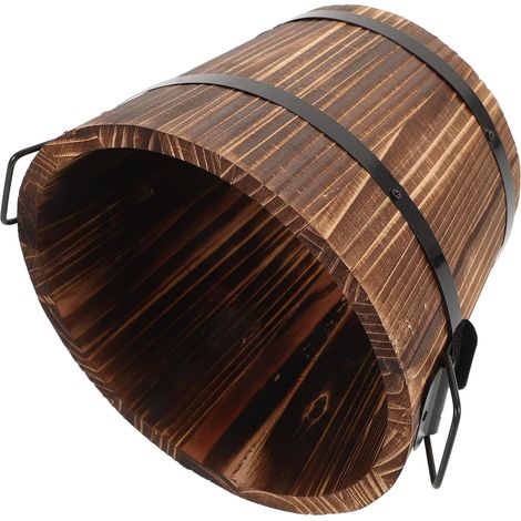 Seau à Riz en Bois Rond 18 Cm, Récipient Cuisine pour Stockage Alimentaire, Seau Vapeur Traditionnel pour Restaurant et Maison, Conteneur Poignée Adapté Service du Riz (1/5)