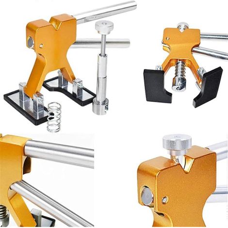Kit de débosselage sans peinture - Kit d'extracteur de bosses à pont, accessoires inclus : 30 languettes d'extraction, 5 tubes de colle thermofusible et un grattoir. (1/4)