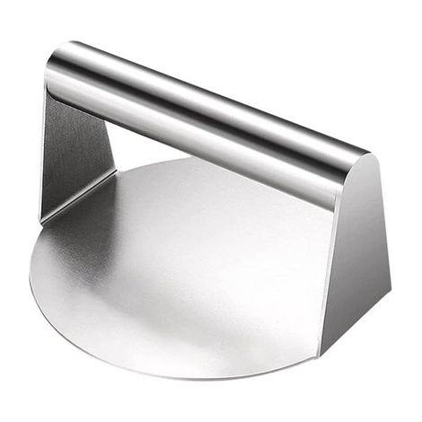 Pressa per hamburger in acciaio inox, 16 cm, rivestimento antiaderente, per piastre e barbecue, resistente e facile da pulire, rotonda, argento, 1 pezzo (1/5)