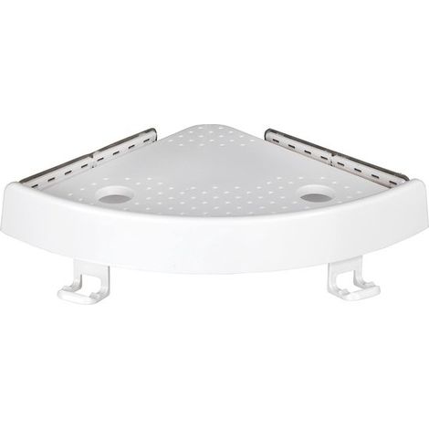 Étagère murale - Étagère de douche - Étagère d'angle - ABS - blanc - sans perçage - 27,527,57,5 cm - avec ventouse (1/4)