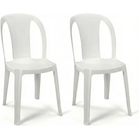 Set di 2 Sedia da Esterno in Resina bianca Impilabile Leggera e Robusta Design Qualità Made in Italy sca-b Tiuana Ideale per Giardino Bar e Ristorante