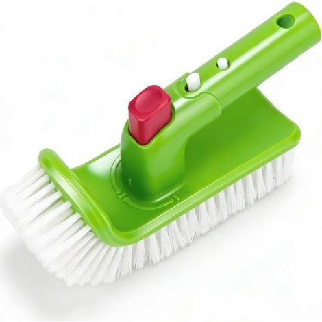 Brosse Piscine 19 cm avec Poignée Pliable 180°, Brosse Nettoyage Piscine 9 Rangées Poils Nylon, Clip EZ pour Manche Télescopique 3,2 cm, Brosse Fond Piscine Spa Jacuzzi Carrelage (1/5)
