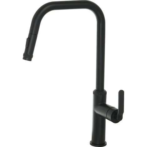 JTP Decor Kitchen Sink Mixer Tap Pull Out Single Lever - Matt Black (1/2)