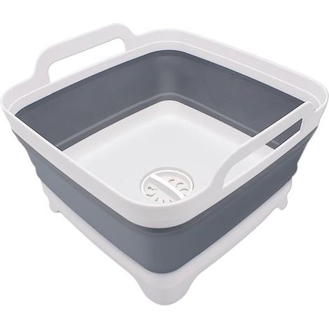 Bassine pliable 1 pièce avec bouchon de vidange, gain de place, évier extérieur multifonctionnel pliable, bassine à vaisselle, tiroir de rangement pour la cuisine, idéal pour le camping, le lavage des (1/5)