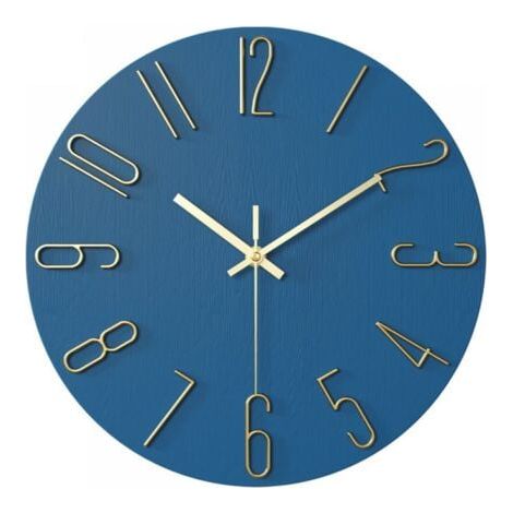 Wohnzimmeruhr Wanduhr 12 Zoll 30CM Buchstaben Gold Blau (1/5)