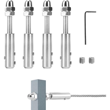 Tendeur Cable Inox pour Cable Inox, et clé en L-Tendeur de câble Métallique de Câble en acier Inoxydable pour Fixation Haubanage, 3MM