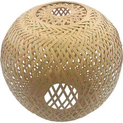 1 Abat-jour, Rotin, Forme Ronde, Bambou, Tissé Main, Décoration Intérieure