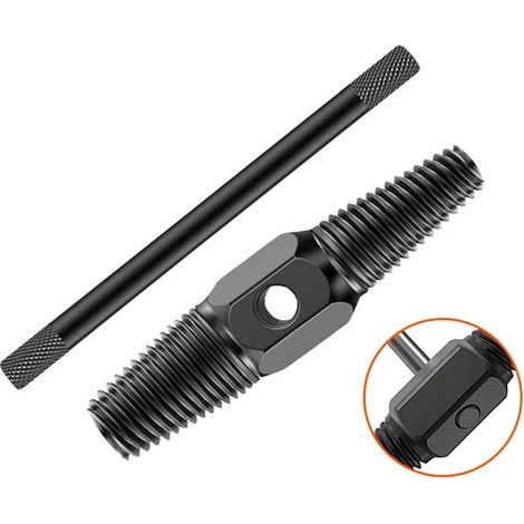 Ausdreher + schwarze Hilfsstange, 4/6-Punkt-Schraubenausdreher, Winkelventil, defektes Wasserrohr, Werkzeug zum Rückwärtsgewinde, Ausdreher für abgebrochenes Gewinde bei Doppelgewindebohrern. (1/5)