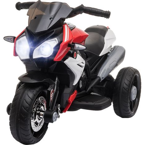 Moto eléctrica infantil 3 ruedas 86 x 42 x 52 cm estabilidad óptima asiento cómodo diseño contemporáneo en PP rojo 210000462 (1/5)