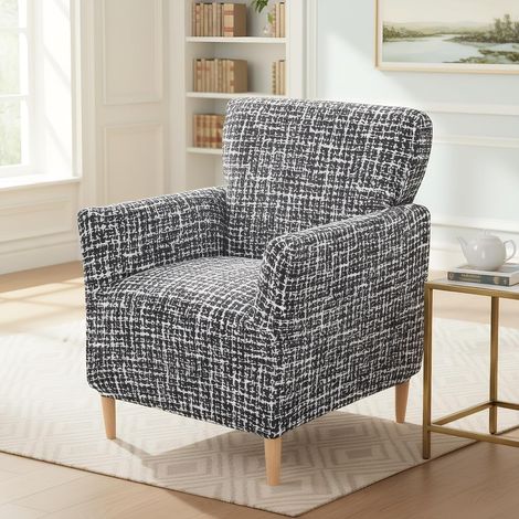 Funda elástica de punto para silla de banquete con reposabrazos, antideslizante e impermeable, ideal para salón, oficina, zona de recepción y para proteger los muebles de mascotas. (1/5)
