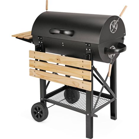 American-style charcoal smoker barbecue Black 115x75x122 cm - Serge (1/5)