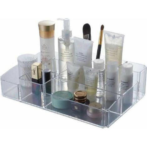 Cleafe - Organizer Portatrucchi Cosmetici 10 Scomparti In Abs Trasparente 34x22x9cm 59065 - (1/3)