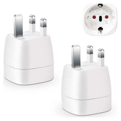 2 Pièces Adaptateur Prise Anglaise, Adaptateur de Voyage France vers UK, Adaptateur de Prise pour Irlande, Angleterre, Ecosse, Dubaï, Malte, Adaptateur Type G (1/4)