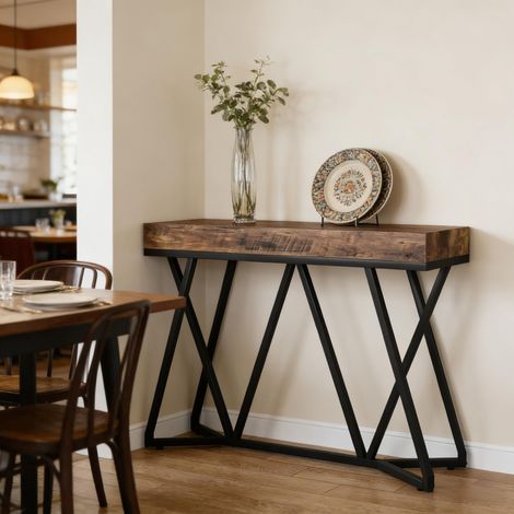 Table basse murale style ferme pour canapé, console d'entrée ou tablette TV design en bois