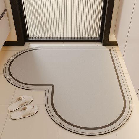 Herzbadmatte aus Diatomeen – Saugfähige und rutschfeste Matte in elegantem Cremefarben-Stil, 80 x 80 cm, ideal für Waschbecken, Badezimmer und Toiletten