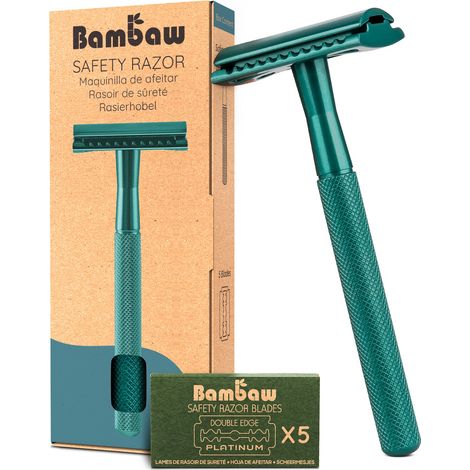 Bambaw, maquinilla de afeitar reutilizable, verde mar (1/5)