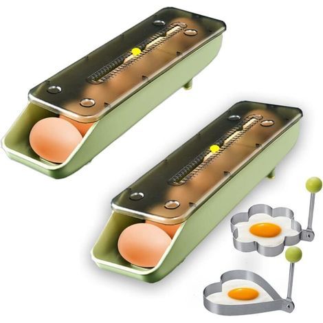 conteneur d'oeufs réfrigérateur pack de 2, porte - oeufs réfrigérateur, bac de rangement d'oeufs, rangement d'oeufs réglable et peu encombrant (vert, pack de 2) (1/4)