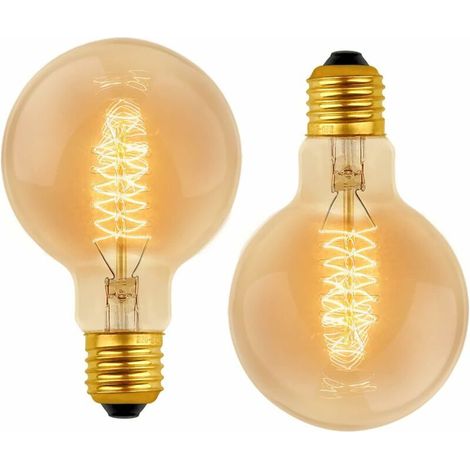 Ampoule Vintage G80 E27 Dimmable 40W Blanc Chaud 2700K, AC 220V, Ampoules de Décoration à Incandescence Rétro E27 Spirale Tungstène Filament Lampe, lot de 2 (1/4)