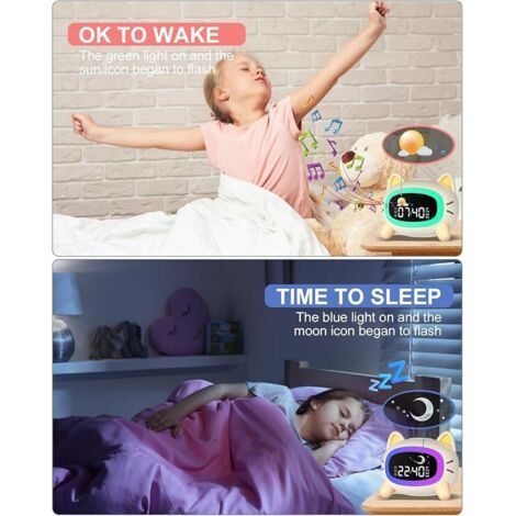 Sveglia digitale per bambini con macchina del suono, luce colorata, funzione snooze e timer, sveglia luminosa per ragazze, ragazzi, adolescenti (1/4)