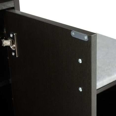Banc à chaussures - Bois de noyer noir - 4 portes - Poignées métalliques - B120/D34/H82 (1/5)