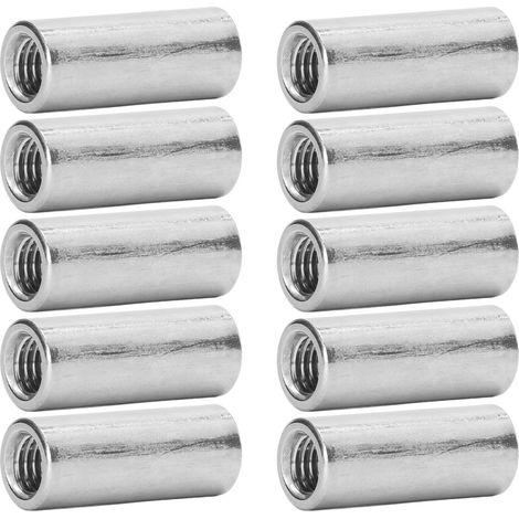 Runde Verbindungsmuttern aus Edelstahl M8x1,25 L30mm, Satz mit 10 Gewindehülsen für Stangen, Verbindungsbuchsen aus Edelstahl (1/5)