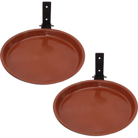 Mangeoire pour oiseaux à fixer sur arbre, baignoire oiseau avec anneau métallique robuste pour jardin terrasse, lot de 2 pots et 2 supports (1/5)