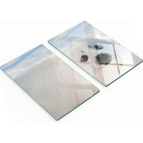 Set Küchenbretter aus gehärtetem Glas mit Siegeldruck, 2 x 30 x 52 cm (1/5)
