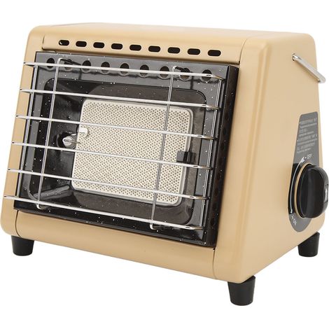 Chauffage à gaz portable multifonctionnel à allumage électronique, fonctionnant au butane, idéal pour le camping et les voyages en plein air (couleur kaki). (1/5)