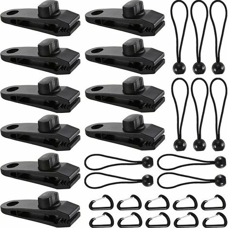 Tent Tarp Clips, 30 Pieces Tarp Clips, Tent Clips, Heavy Duty Tarp Clips, Tarp Clips for Awnings, Crocodile Mouth Tent Clips for Tents, Tarps, Awnings, Caravans (30pcs) (1/5)