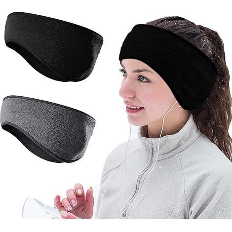 2 Pièces Bandeau Polaire, Bandeau Sport Femme, Bandeau Cache-Oreilles pour l'hiver, Bandeau Elastique pour Adulte Hommes Femmes (1/4)