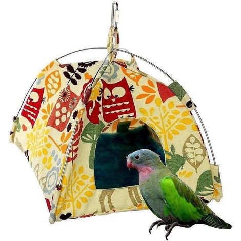 Hamac suspendu en forme de nid d'oiseau, tente triangulaire chaude et lavable pour perroquet, perruche, calopsitte, cacatoès, canari, jouet pour cage (1/4)