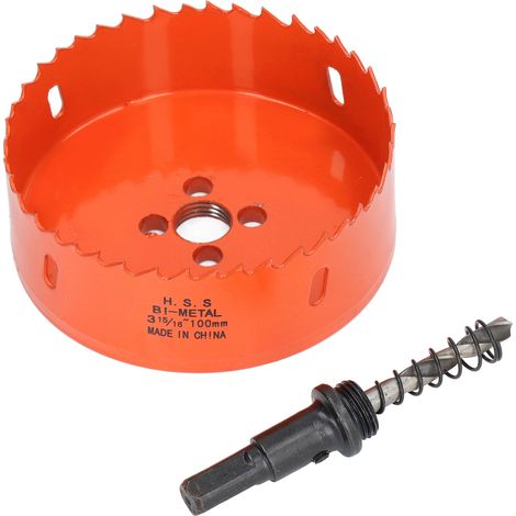 Scie cloche bimétallique HSS avec arbre robuste pour planches de Cornhole, bois, PVC, métal, pièces de perceuse électrique, 3 15/16 po (100 mm) (1/5)