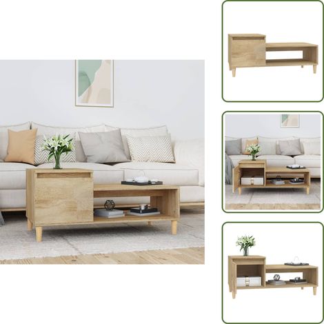 Table basse Chêne sonoma 100x50x45 cm Bois d'ingénierie - Table Basse - Meuble Salon - Table D'appoint - Rangement - Design Moderne (1/5)