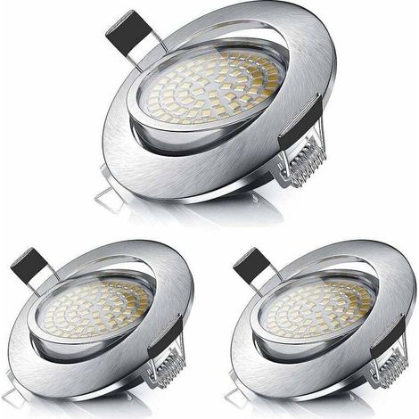 Spot LED Encastrable 5W Équivalent 50W Blanc Chaud 3000K 470LM Orientable IP44 Salle de Bain Salon Couloir 3 Pièces Classe A (1/4)