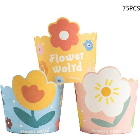 75-teiliges Muffinförmchen-Set mit Blumenmuster, inklusive Papierförmchen für den Backofen