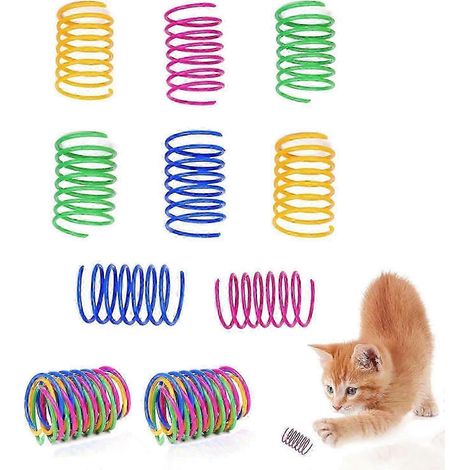 Un ensemble de 16 jouets interactifs pour chats, des jouets à mâcher en plastique à ressort spiralé aux couleurs vives, parfaits pour amuser les chats. (1/5)