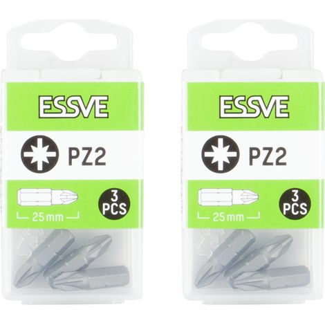 ESSVE Punta per cacciavite di precisione Pozidriv PZ2 da 25 mm, 3 pezzi x2 (1/3)
