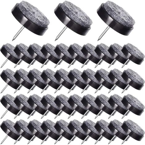 50 pièces Nails patins pour meubles patins en feutre noir 17 mm avec boîte de rangement pour meubles, chaises, tabourets et pieds de table en bois (noir)