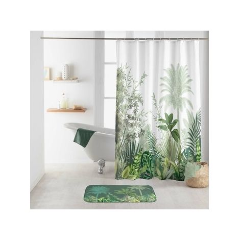RIDEAU DE DOUCHE AVEC CROCHETS 180x200 CM POLYESTER IMPRIME VAGABONDE DES. PLACE (1/3)