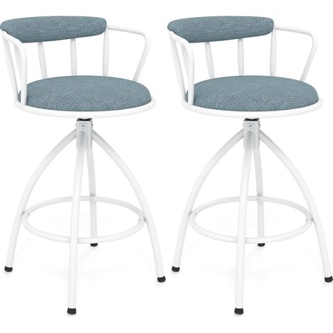 Drehbare Barhocker mit Rücken- und Fußstütze, 2er-Set